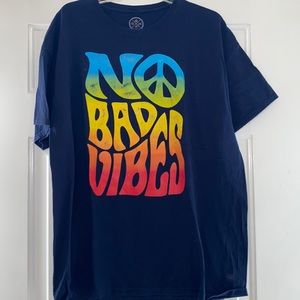 No bad vibes navy blue cotton T-shirt, size XL